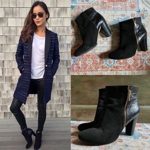 JAMIE CHUNG ANN TAYLOR BLACK LEATHER SUEDE CROC ANKLE BOOTS BOOTIES 8
